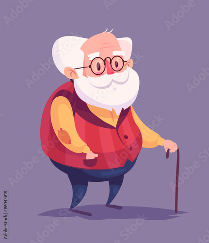 Funny old man character. Isolated vector illustration.