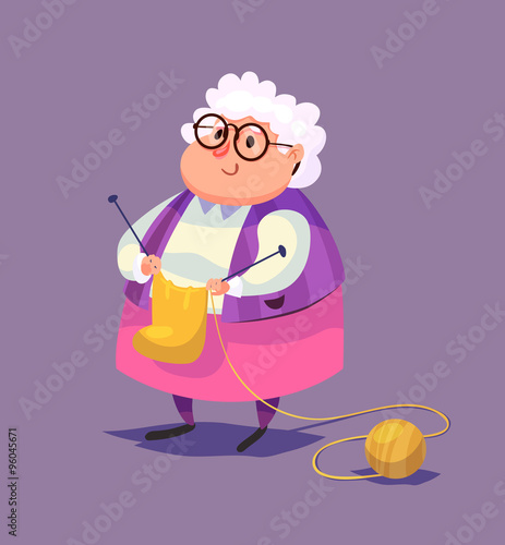 Funny old woman character. Isolated vector illustration.