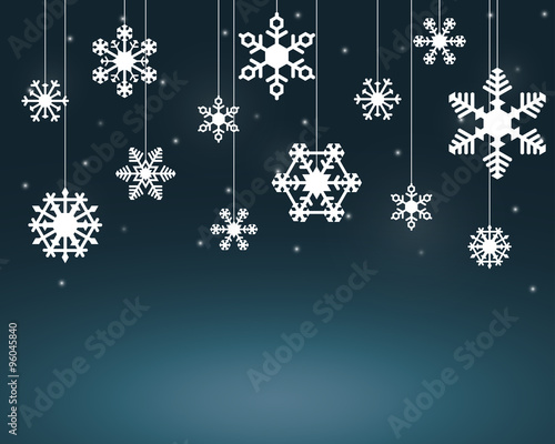 White Snow Flakes Hanging On Strings