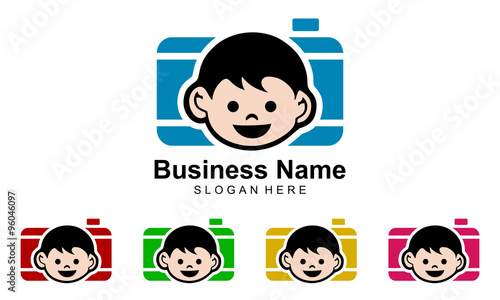 baby photo logo, camera baby vector logo design