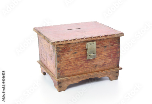 vintage wooden chest isolated on white background