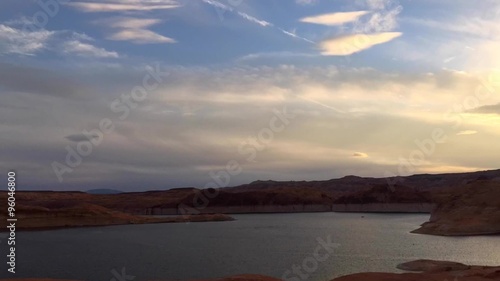 Moving clouds and boats lake powell Utah Bullfrog Marina 
