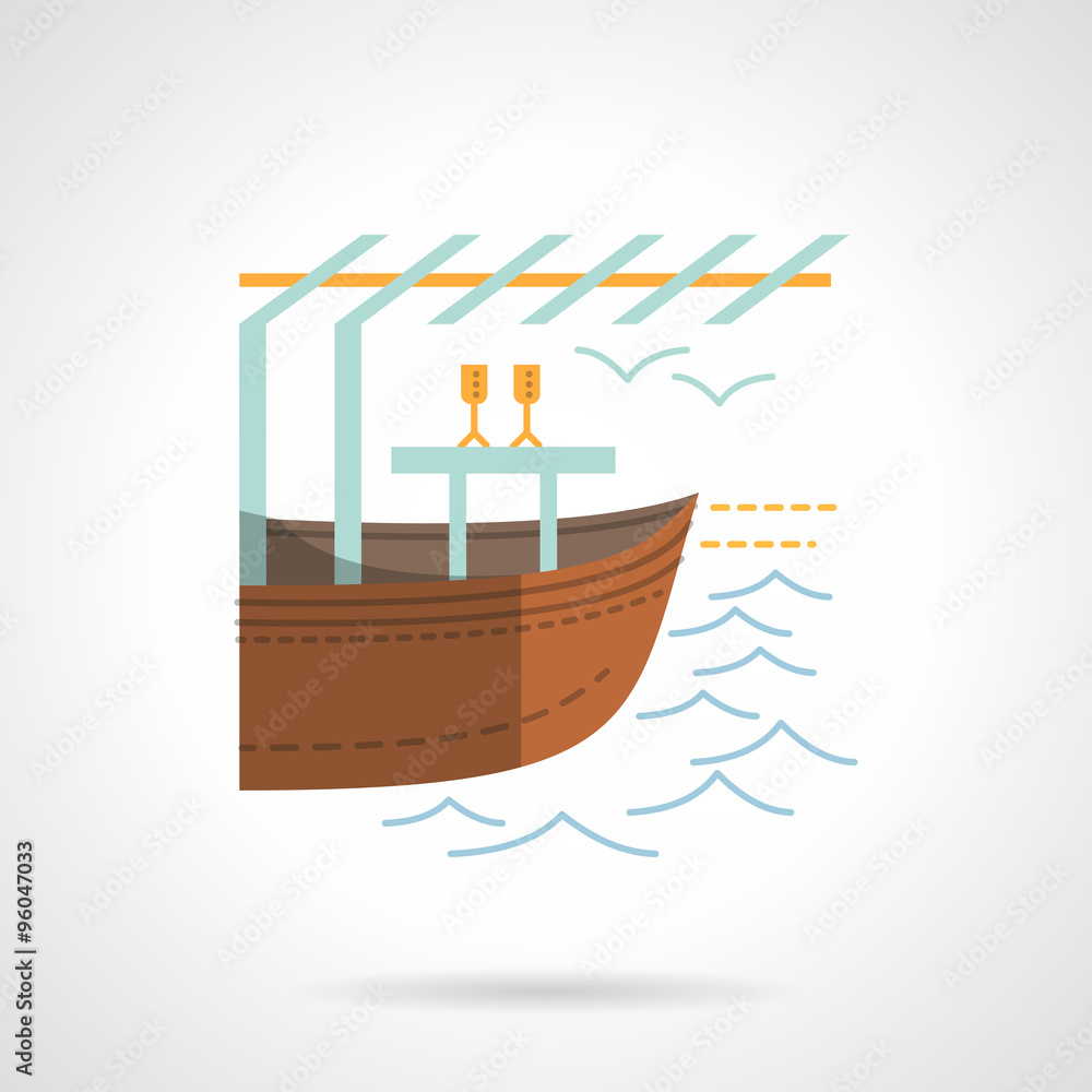 Obraz premium Boat market flat color vector icon