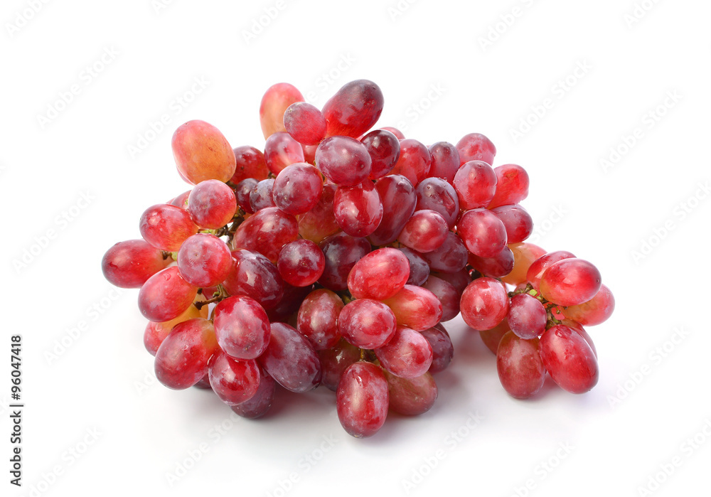 Red grapes isolated on white background