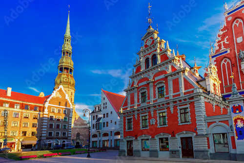 City Hall Square in the Old Town of Riga, Latvia photo