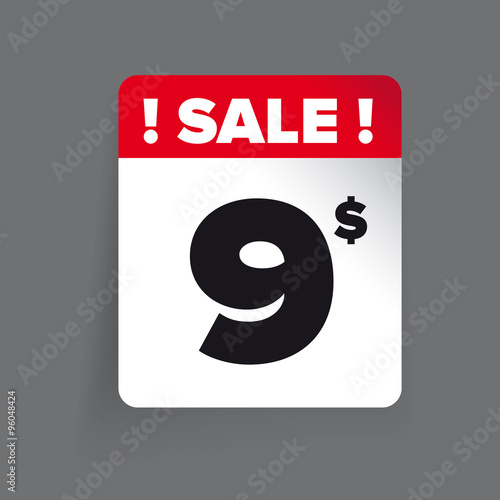 Sale label vector - nine usd