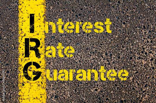 Business Acronym IRG as Interest Rate Guarantee photo