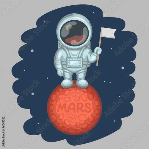 Astronaut on red planet Mars