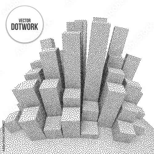 Wireframe Mesh Dotwork Vector Boxes