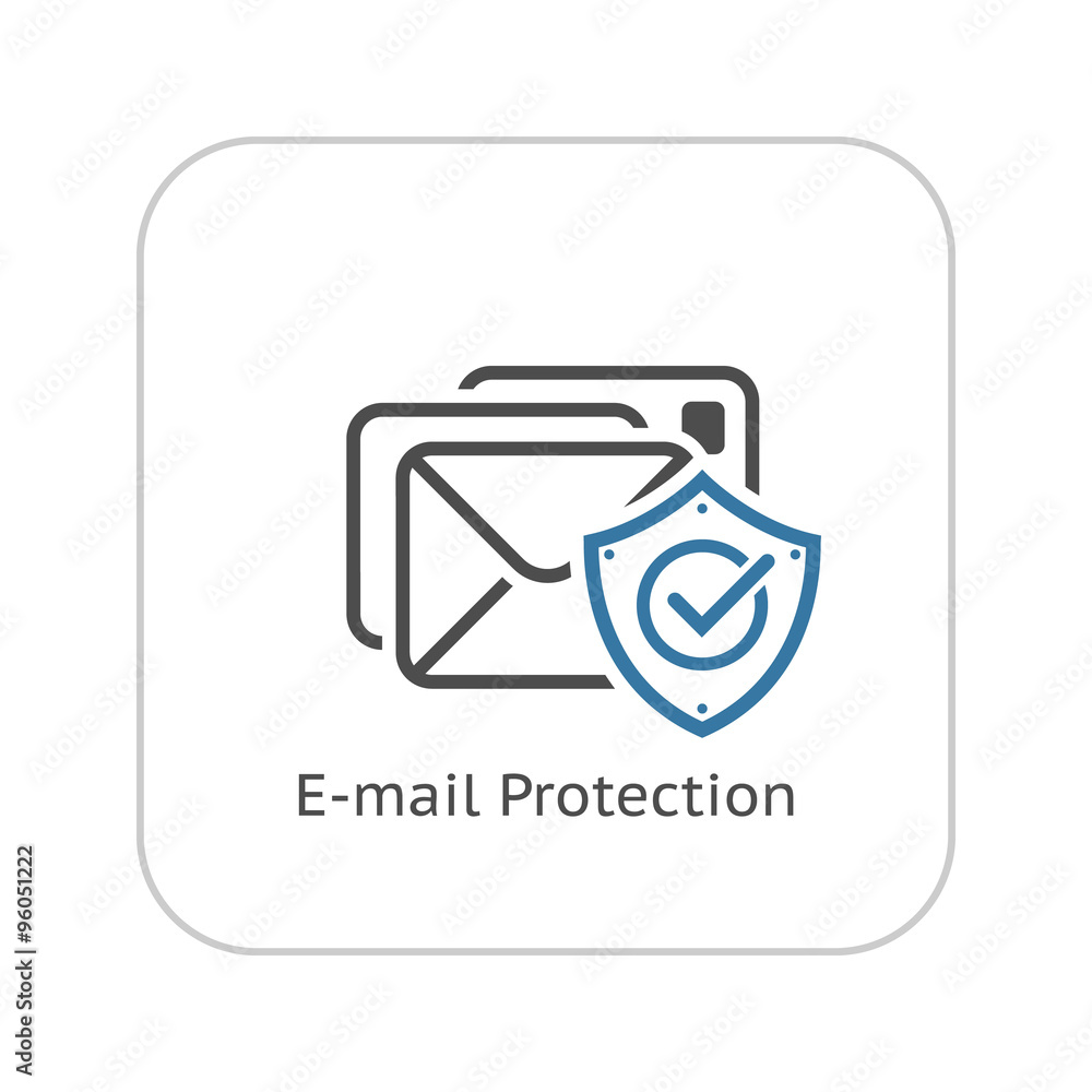 E-mail Protection Icon. Flat Design. E-mail Protection Icon. Flat Design.