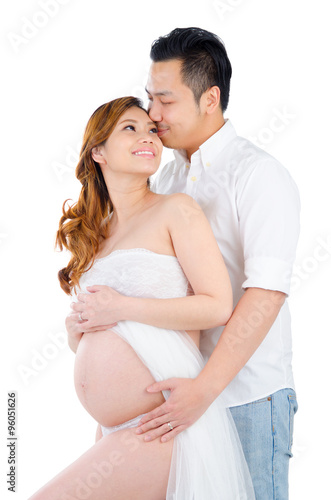 Asian man and his pregnant wife