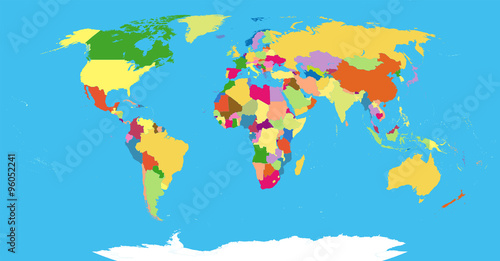Highly Detailed Political World Map Blind