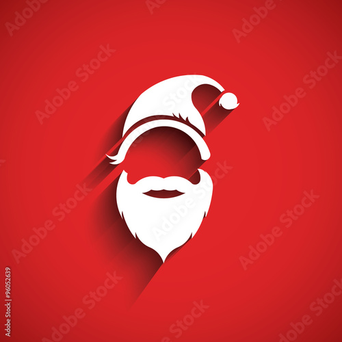 Santa hat, moustache with beard.3D Paper style