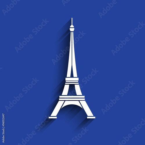 Eiffel Tower 3D paper style icon