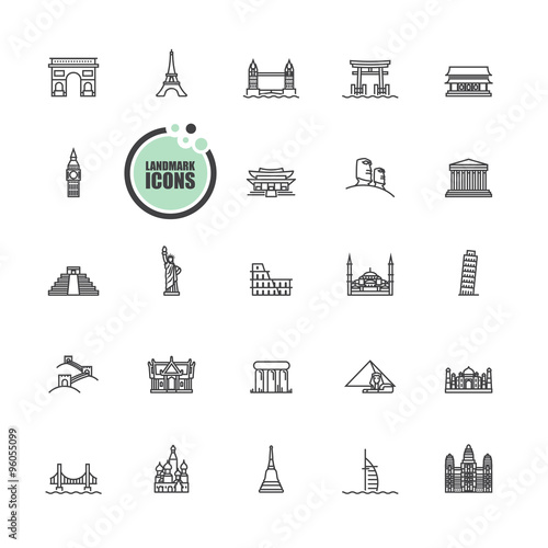Travel and tourism locations Landmark icons