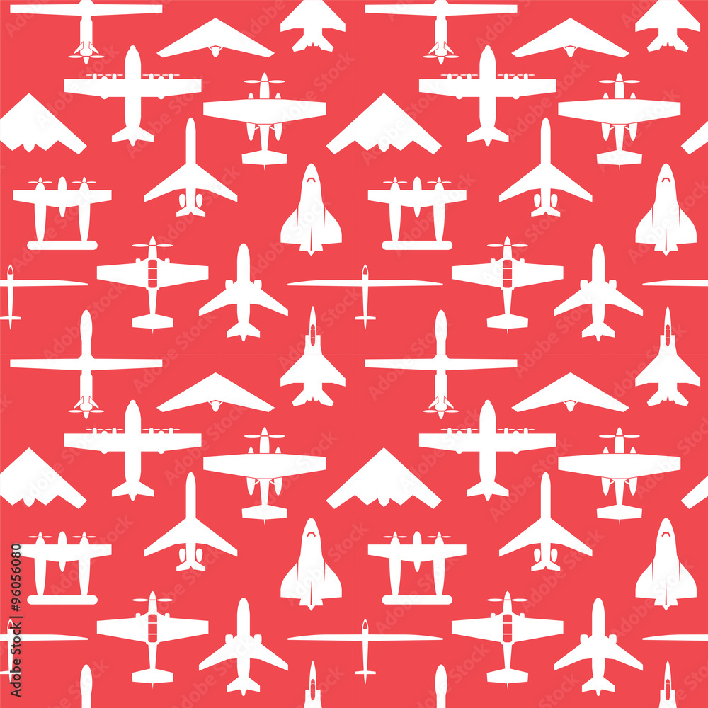 Seamless airplane icons set and Background