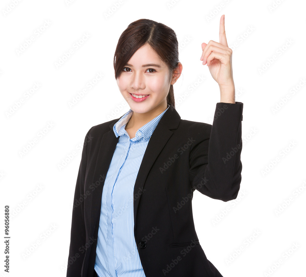 Asian Young Businesswoman with finger point up Asian Young Businesswoman with finger point up