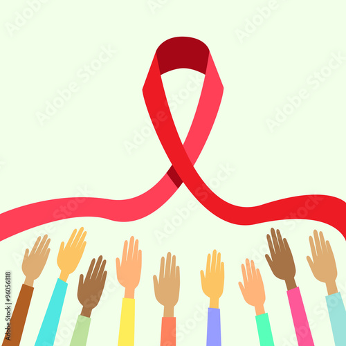 Palms Hold Red Ribbon World AIDS Day Awareness