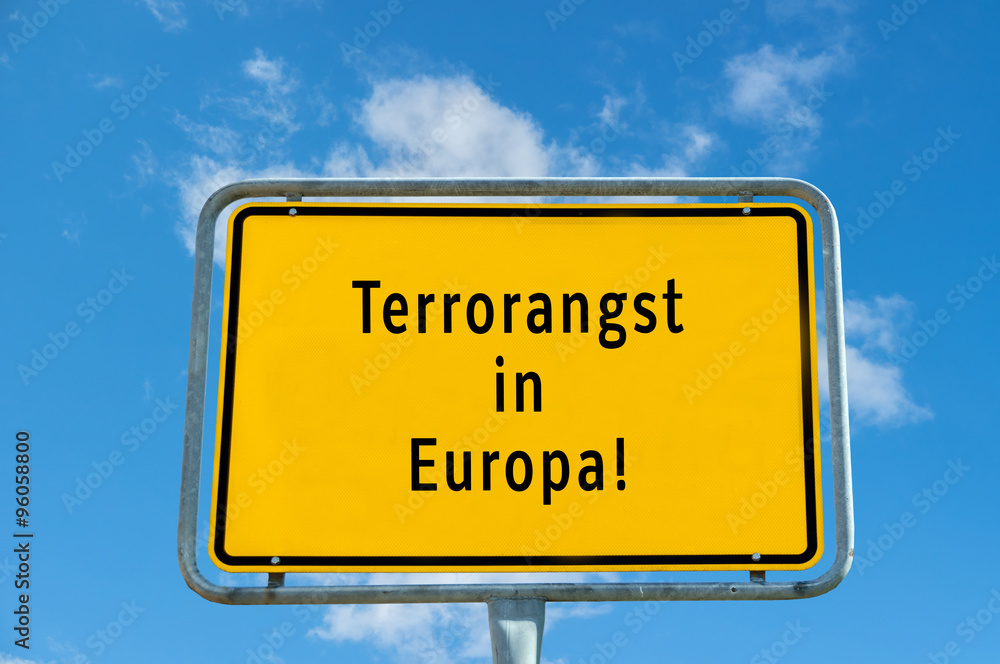 Terror fear sign board against cloudy sky Terror fear sign board against cloudy sky