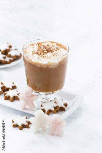 festive spiced pumpkin latte and almond cookies