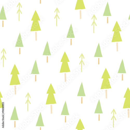 Green spruces seamless pattern. 