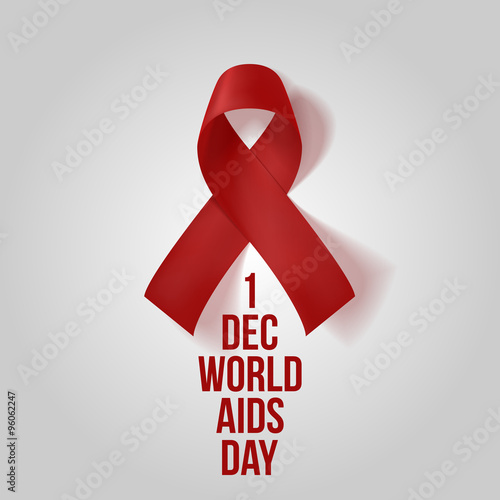 Realistic red Ribbon. Awareness AIDS Symbol