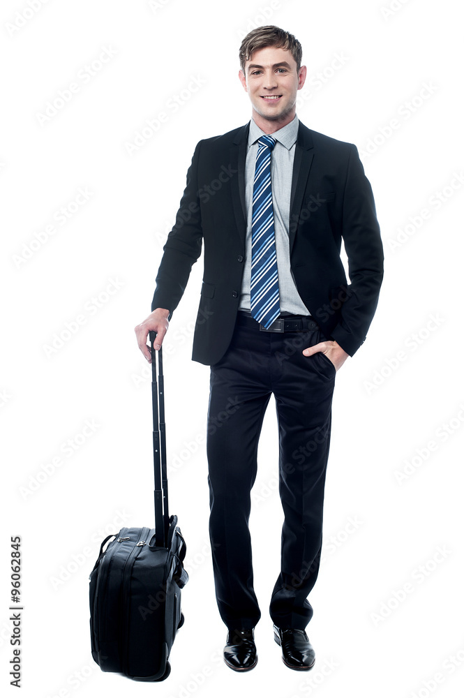 Successful entrepreneur holding his baggage Successful entrepreneur holding his baggage