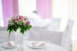 Wedding decoration with flowers in vase