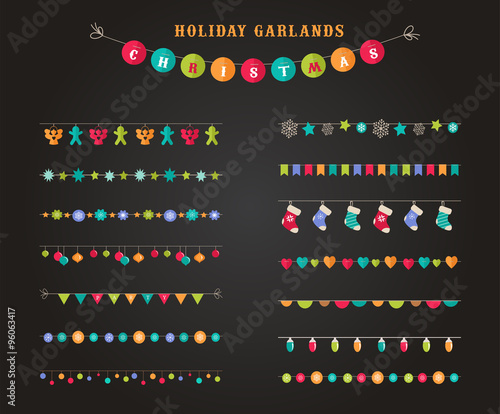 Garland - patterns, brushes, borders for Christmas and party