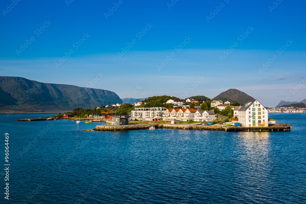 The coastline of the city of Alesund , Norway The coastline of the city of Alesund , Norway