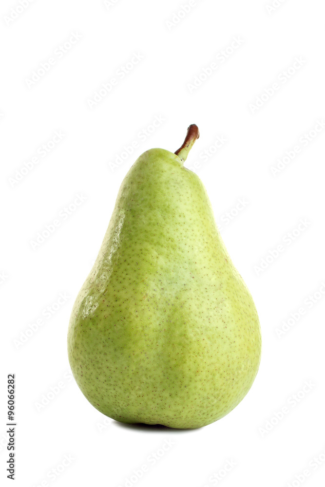 green juicy pear on white isolated background green juicy pear on white isolated background