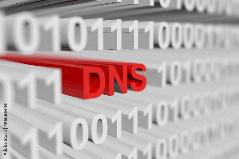 DNS is represented as a binary code with blurred background