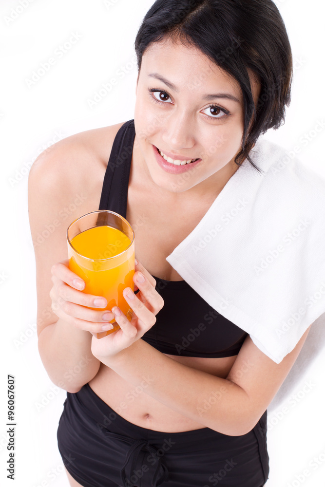 smiling, happy, healthy woman with orange juice smiling, happy, healthy woman with orange juice