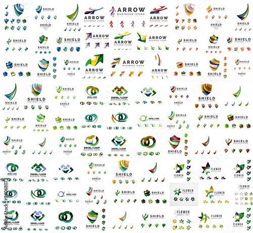 Mega set of new universal company logo ideas, geometric business icon collection
