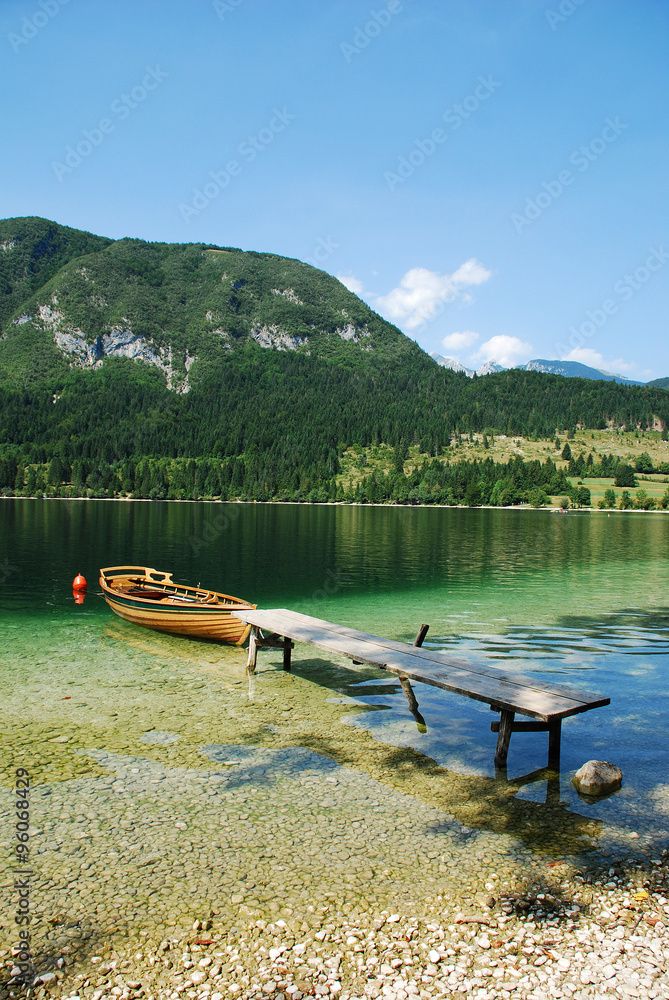 Boat at Lake Bohinj Shore