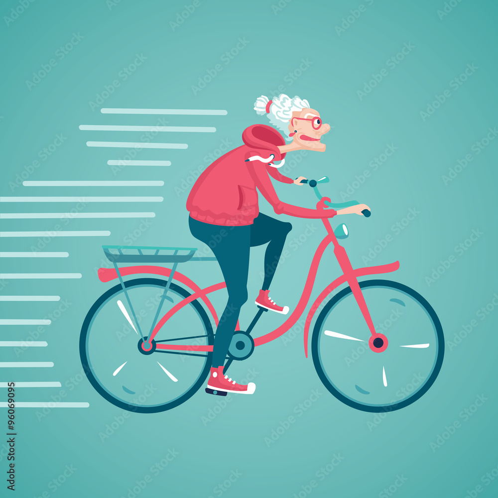 Old woman riding discount bike