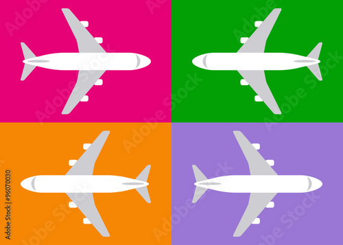 Icono plano avion en varios colores #6