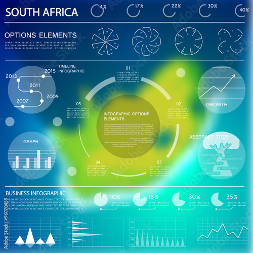 South Africa, infographics for business data visualization with