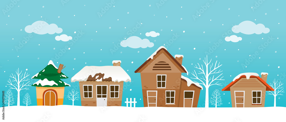 Houses Panorama, Landscape, Winter, Season, Building, Outdoor