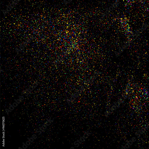Colorful explosion of confetti. Grainy abstract  colorful texture on a black background. Design element. Vector illustration,eps 10.