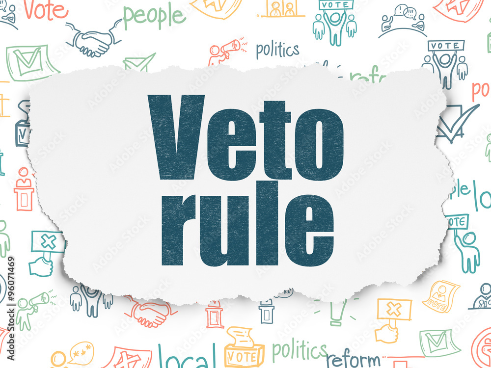 Politics concept: Veto Rule on Torn Paper background