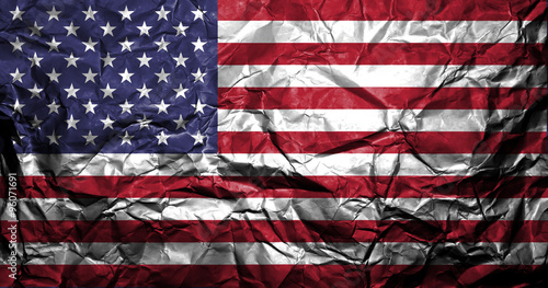 Crumpled American flag.