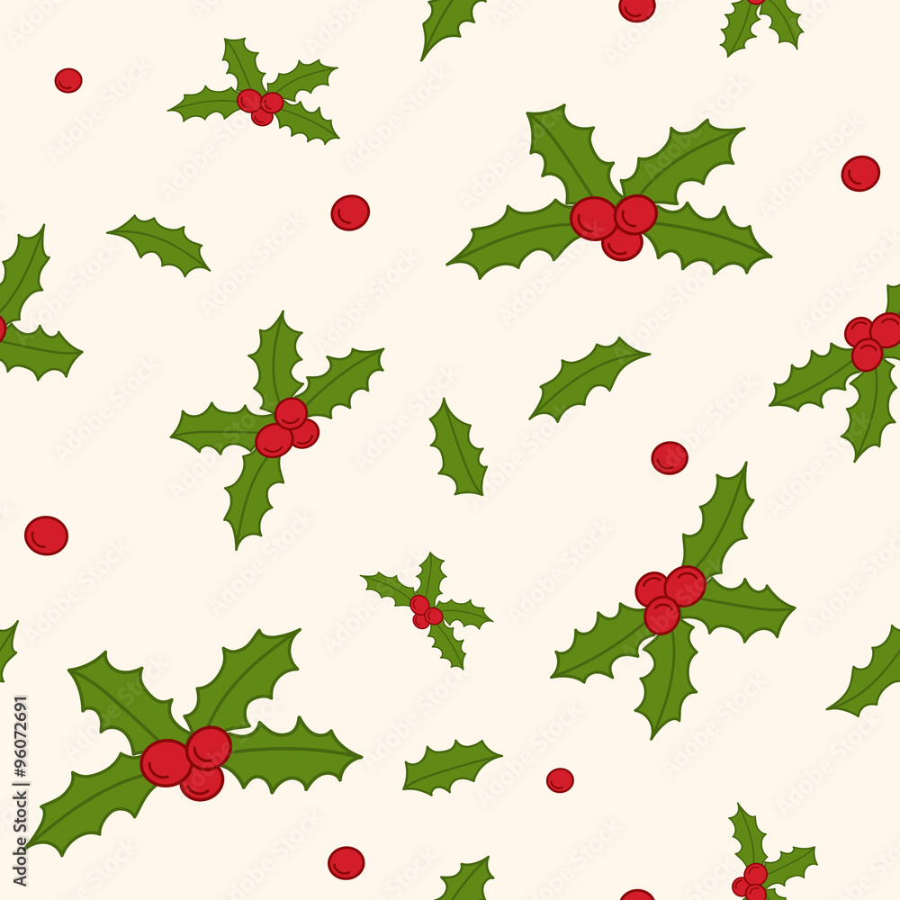 Christmas pattern with holly
