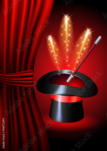 Conjurer hat with magic fireworks