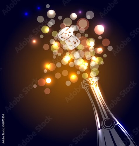 Vector illustration of a bottle of champagne
