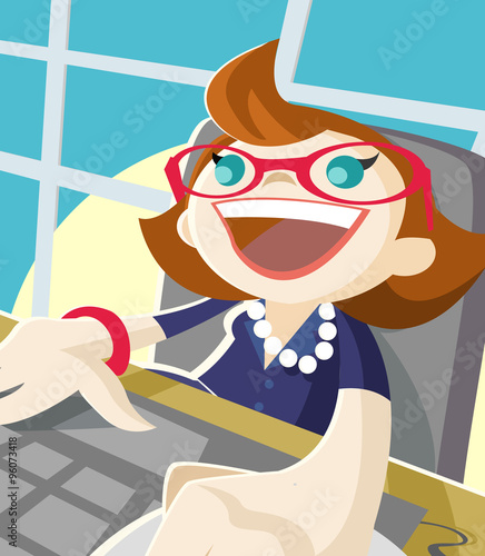 secretaria en la oficina con la computadora