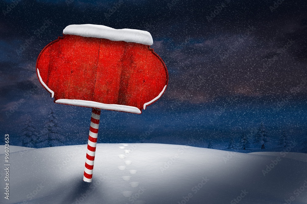 Santa sign in north pole - obrazy, fototapety, plakaty 