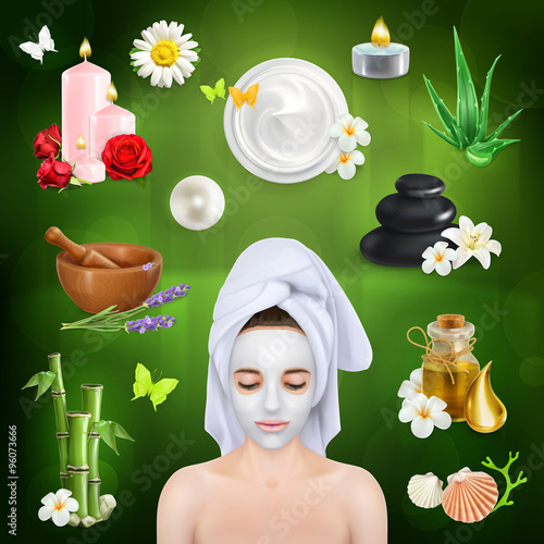 Spa, beauty and care vector icons set