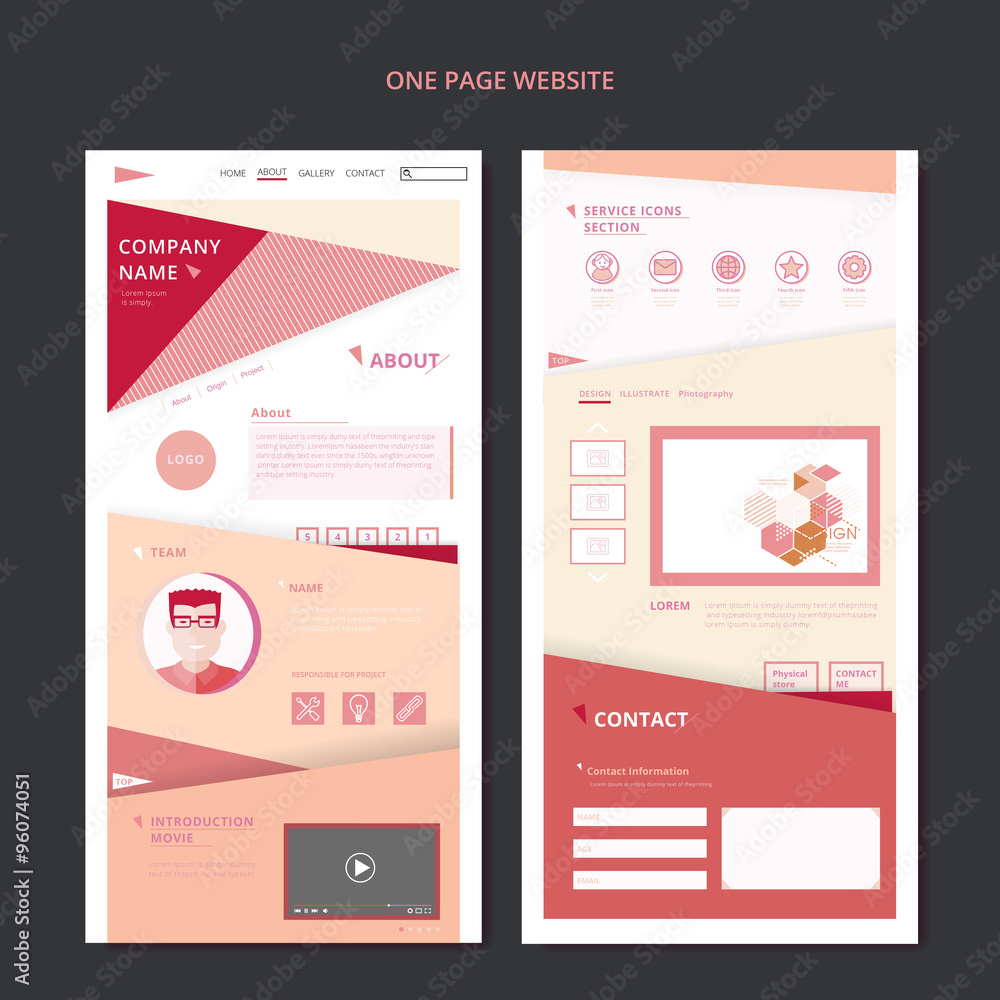 modern one page web design