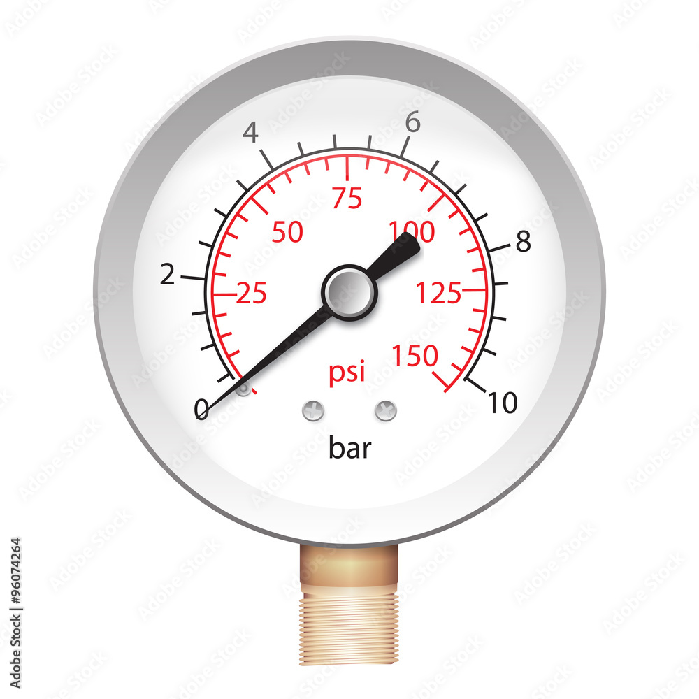 Vector illustration of pressure meter manometer barometer. iso Stock
